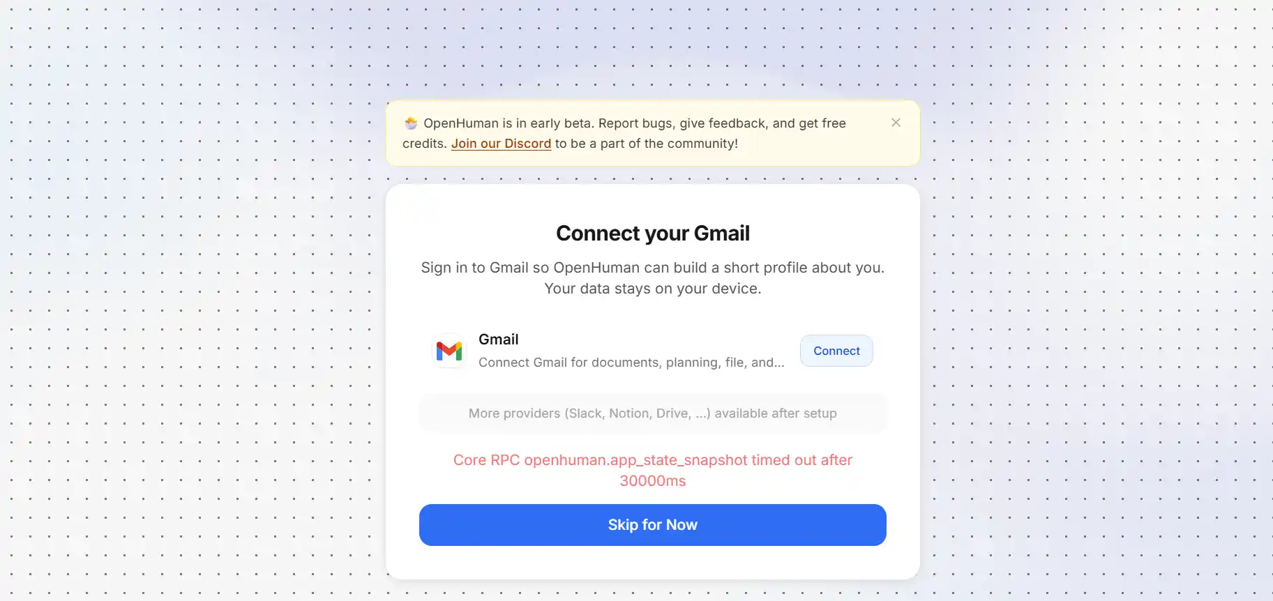 OpenHuman Gmail connector OAuth prompt example