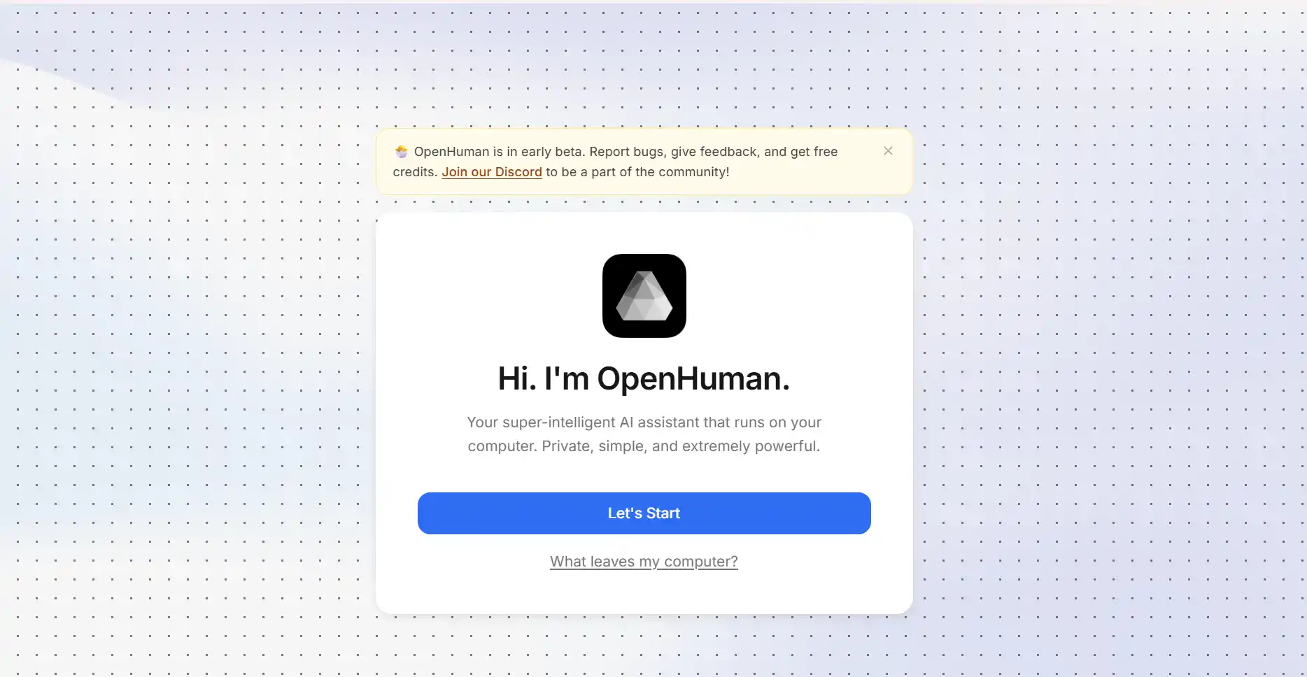 OpenHuman onboarding welcome splash